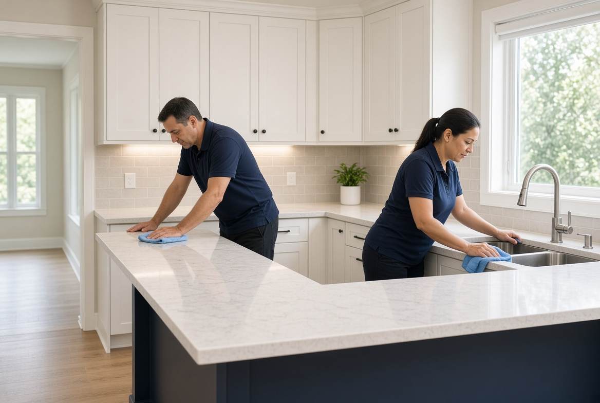 Kitchen cleaned before furniture is staged for a listing